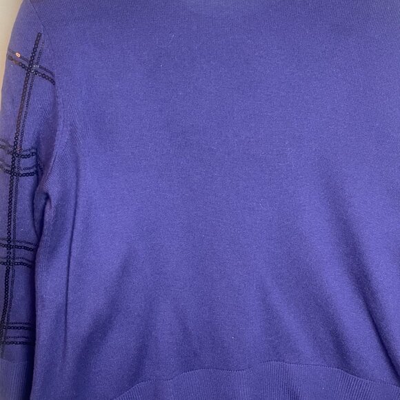 Chico's -Beautiful, Elegant, Chic Purple Sequined Embellished Sweater - Picture 5 of 14
